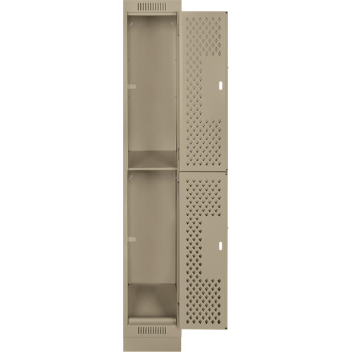 Casiers Clean Line, 2 niveaux, 12" x 18" x 76", Acier, Beige, Rivet (assembl&eacute;), Perfor&eacute; Brunswick Fyr & Safety