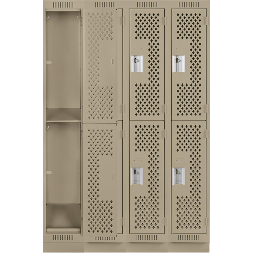 Casiers Clean Line, 2 niveaux, Bloc de 4, 48" x 18" x 76", Acier, Beige, Rivet (assembl&eacute;), Perfor&eacute; Brunswick Fyr & Safety