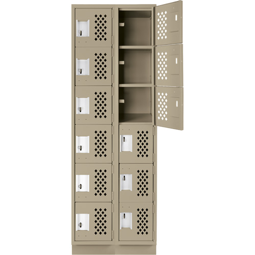 Assembled Lockerettes Clean Line Perforated Economy Lockers, 6 -tier, Bank of 2, 18" x 72" x 12", Steel Brunswick Fyr & Safety