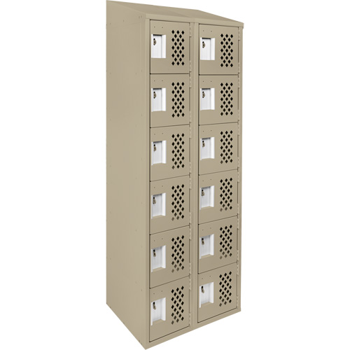 Clean-Line Perforated Lockerette, 6 -tier, Bank of 2, 15" x 72" x 12", Steel Brunswick Fyr & Safety