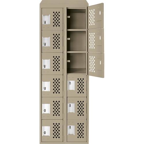 Clean-Line Perforated Lockerette, 6 -tier, Bank of 2, 15" x 72" x 12", Steel Brunswick Fyr & Safety