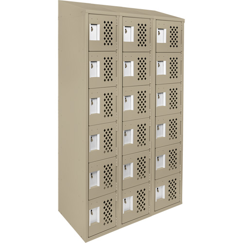 Clean-Line Perforated Lockerette, 6 -tier, Bank of 3, 15" x 72" x 12", Steel Brunswick Fyr & Safety