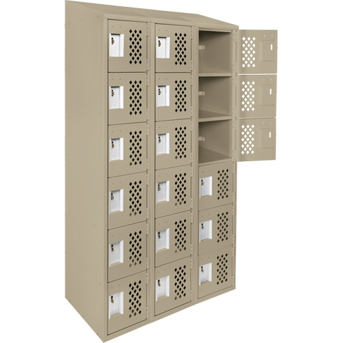 Clean-Line Perforated Lockerette, 6 -tier, Bank of 3, 15" x 72" x 12", Steel Brunswick Fyr & Safety
