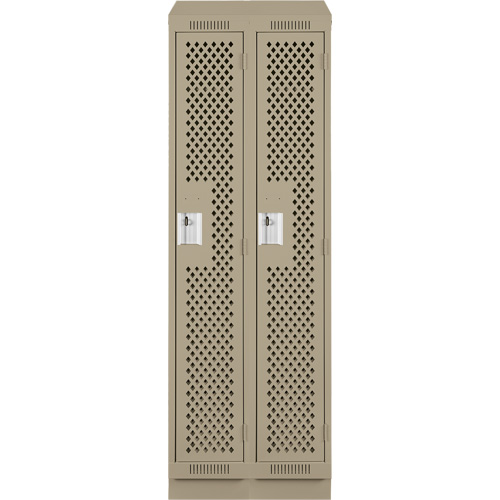 Clean Line Lockers, Bank of 2, 24" x 18" x 82", Steel, Beige, Rivet (Assembled), Perforated Brunswick Fyr & Safety