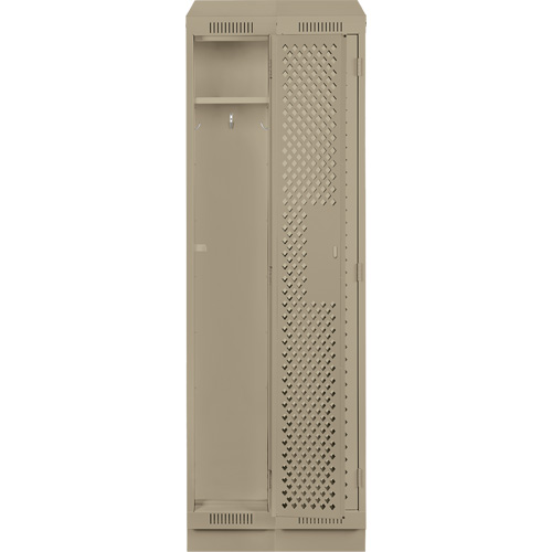 Clean Line Lockers, Bank of 2, 24" x 18" x 82", Steel, Beige, Rivet (Assembled), Perforated Brunswick Fyr & Safety
