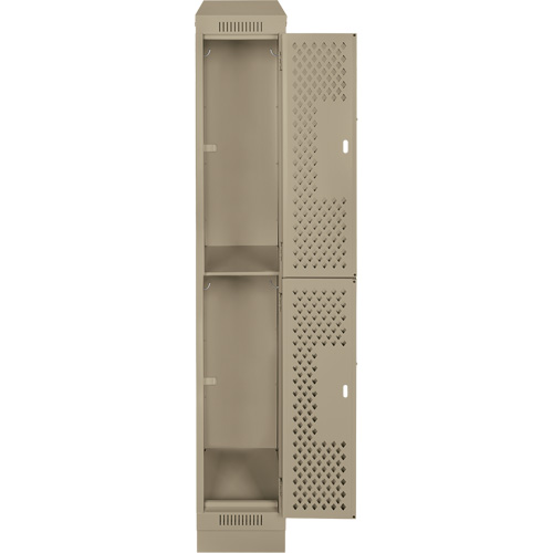 Casiers Clean Line, 2 niveaux, 12" x 15" x 82", Acier, Beige, Rivet (assembl&eacute;), Perfor&eacute; Brunswick Fyr & Safety