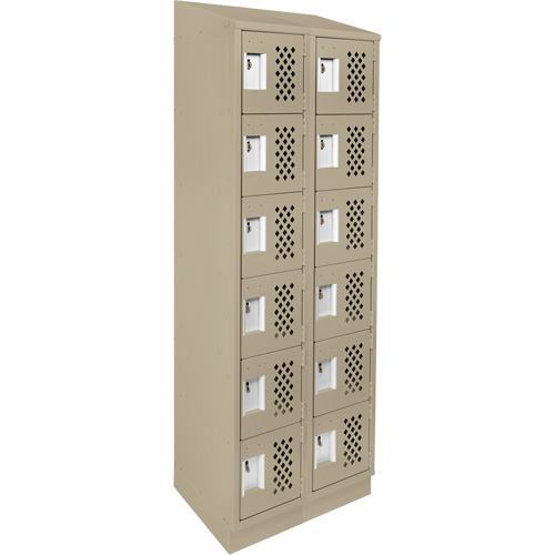 Assembled Lockerettes Clean Line Perforated Economy Lockers, 6 -tier, Bank of 2, 18" x 72" x 12", Steel Brunswick Fyr & Safety