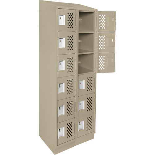 Assembled Lockerettes Clean Line Perforated Economy Lockers, 6 -tier, Bank of 2, 18" x 72" x 12", Steel Brunswick Fyr & Safety