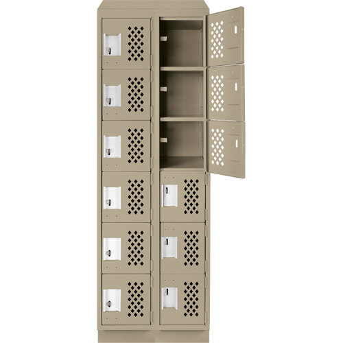 Assembled Lockerettes Clean Line Perforated Economy Lockers, 6 -tier, Bank of 2, 18" x 72" x 12", Steel Brunswick Fyr & Safety