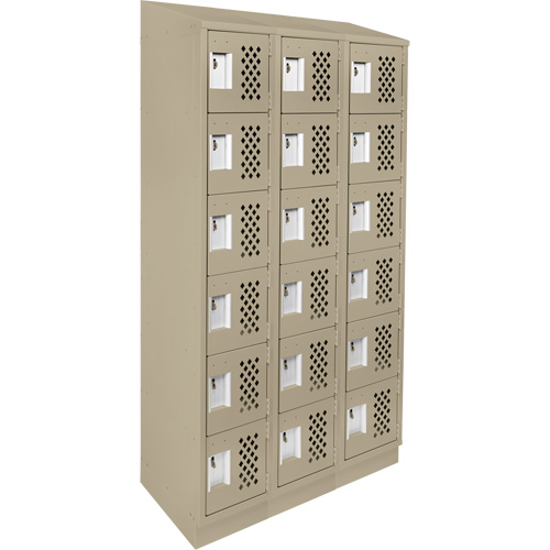 Assembled Lockerettes Clean Line Perforated Economy Lockers, 6 -tier, Bank of 3, 18" x 72" x 12", Steel Brunswick Fyr & Safety