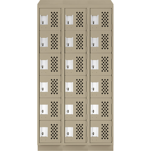 Assembled Lockerettes Clean Line Perforated Economy Lockers, 6 -tier, Bank of 3, 18" x 72" x 12", Steel Brunswick Fyr & Safety