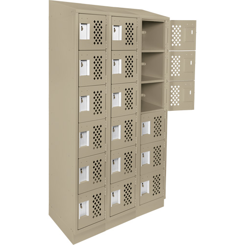 Assembled Lockerettes Clean Line Perforated Economy Lockers, 6 -tier, Bank of 3, 18" x 72" x 12", Steel Brunswick Fyr & Safety