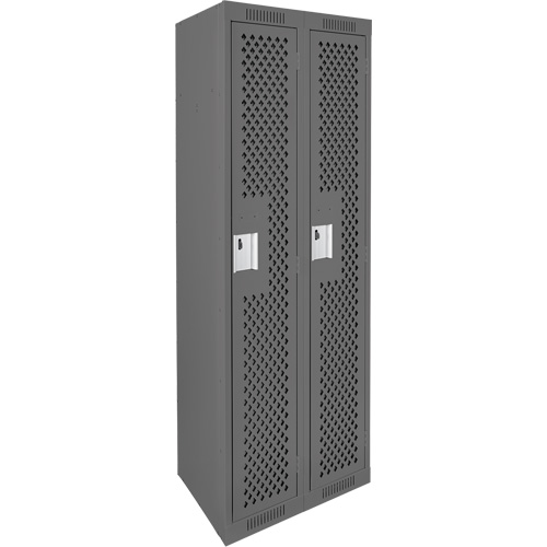 Clean Line Lockers, Bank of 2, 24" x 12" x 72", Steel, Charcoal, Rivet (Assembled), Perforated Brunswick Fyr & Safety