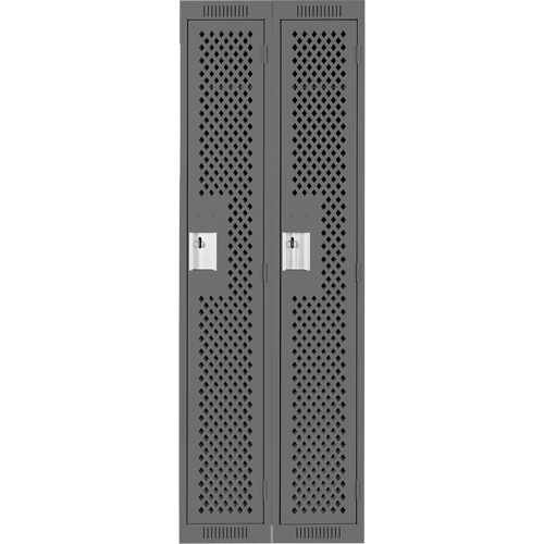 Clean Line Lockers, Bank of 2, 24" x 12" x 72", Steel, Charcoal, Rivet (Assembled), Perforated Brunswick Fyr & Safety