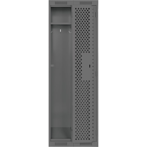 Clean Line Lockers, Bank of 2, 24" x 12" x 72", Steel, Charcoal, Rivet (Assembled), Perforated Brunswick Fyr & Safety