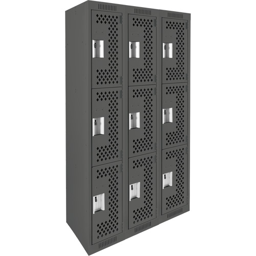 Casiers Clean Line, 3 niveaux, Bloc de 3, 36" x 12" x 72", Acier, Charbon, Rivet (assembl&eacute;), Perfor&eacute; Brunswick Fyr & Safety