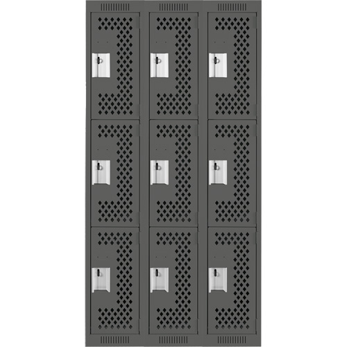 Casiers Clean Line, 3 niveaux, Bloc de 3, 36" x 12" x 72", Acier, Charbon, Rivet (assembl&eacute;), Perfor&eacute; Brunswick Fyr & Safety