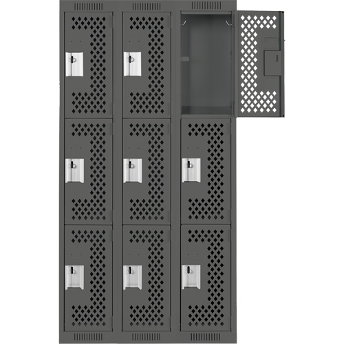 Casiers Clean Line, 3 niveaux, Bloc de 3, 36" x 12" x 72", Acier, Charbon, Rivet (assembl&eacute;), Perfor&eacute; Brunswick Fyr & Safety