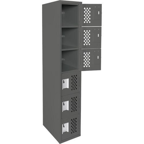 Assembled Lockerettes Clean Line Perforated Economy Lockers, 6 -tier, 18" x 72" x 12", Steel Brunswick Fyr & Safety