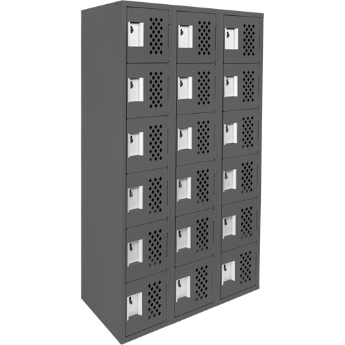 Assembled Lockerettes Clean Line Perforated Economy Lockers, 6 -tier, Bank of 3, 18" x 72" x 12", Steel Brunswick Fyr & Safety