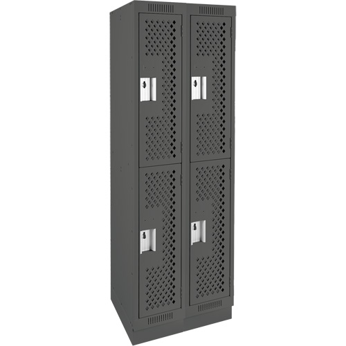 Casiers Clean Line, 2 niveaux, Bloc de 2, 24" x 18" x 76", Acier, Charbon, Rivet (assembl&eacute;), Perfor&eacute; Brunswick Fyr & Safety