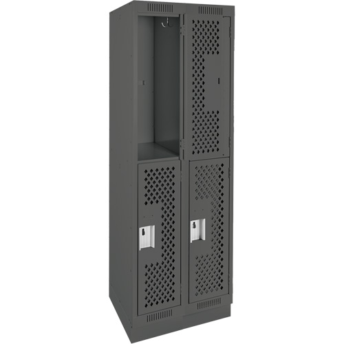 Casiers Clean Line, 2 niveaux, Bloc de 2, 24" x 18" x 76", Acier, Charbon, Rivet (assembl&eacute;), Perfor&eacute; Brunswick Fyr & Safety