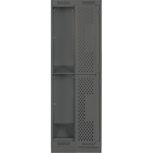 Casiers Clean Line, 2 niveaux, Bloc de 2, 24" x 18" x 76", Acier, Charbon, Rivet (assembl&eacute;), Perfor&eacute; Brunswick Fyr & Safety