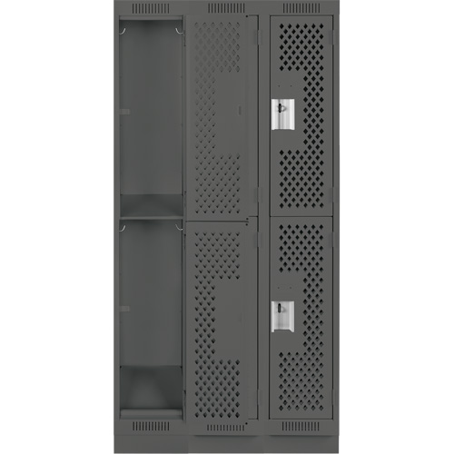 Casiers Clean Line, 2 niveaux, Bloc de 3, 36" x 15" x 76", Acier, Charbon, Rivet (assembl&eacute;), Perfor&eacute; Brunswick Fyr & Safety