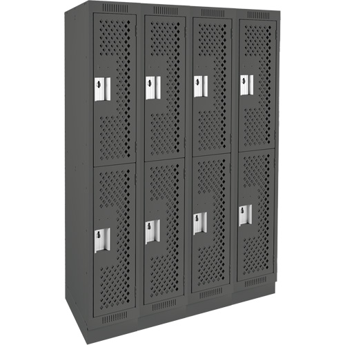 Casiers Clean Line, 2 niveaux, Bloc de 4, 48" x 15" x 76", Acier, Charbon, Rivet (assembl&eacute;), Perfor&eacute; Brunswick Fyr & Safety