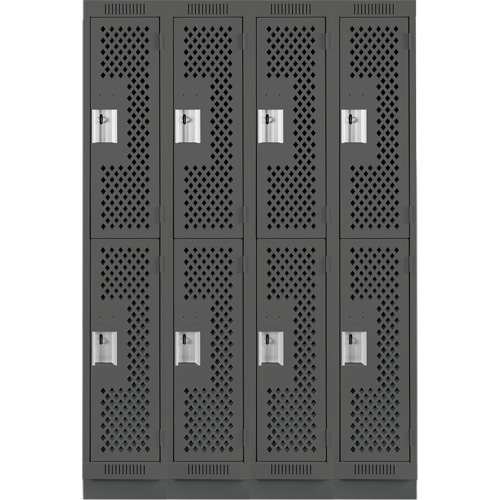 Casiers Clean Line, 2 niveaux, Bloc de 4, 48" x 15" x 76", Acier, Charbon, Rivet (assembl&eacute;), Perfor&eacute; Brunswick Fyr & Safety