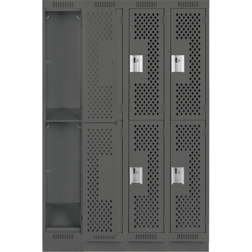 Casiers Clean Line, 2 niveaux, Bloc de 4, 48" x 15" x 76", Acier, Charbon, Rivet (assembl&eacute;), Perfor&eacute; Brunswick Fyr & Safety