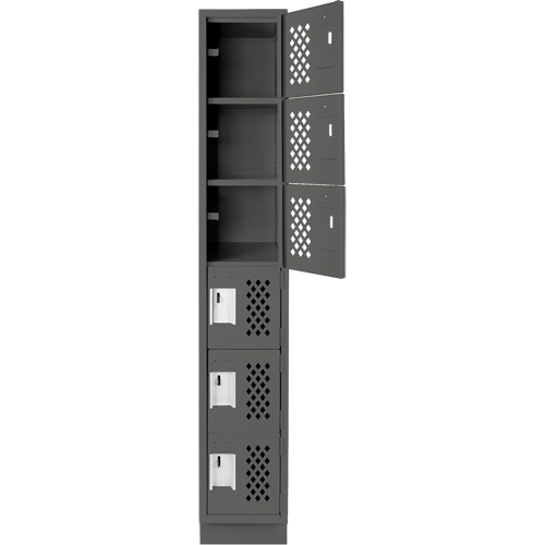 Assembled Lockerettes Clean Line Perforated Economy Lockers, 6 -tier, 18" x 72" x 12", Steel Brunswick Fyr & Safety
