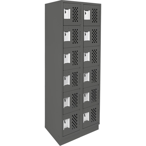 Assembled Lockerettes Clean Line Perforated Economy Lockers, 6 -tier, Bank of 2, 18" x 72" x 12", Steel Brunswick Fyr & Safety