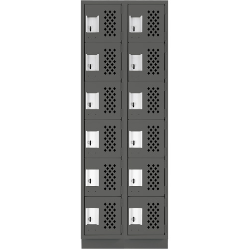Assembled Lockerettes Clean Line Perforated Economy Lockers, 6 -tier, Bank of 2, 18" x 72" x 12", Steel Brunswick Fyr & Safety