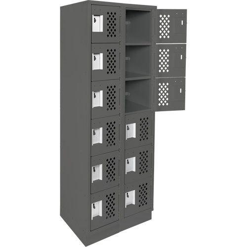 Assembled Lockerettes Clean Line Perforated Economy Lockers, 6 -tier, Bank of 2, 18" x 72" x 12", Steel Brunswick Fyr & Safety