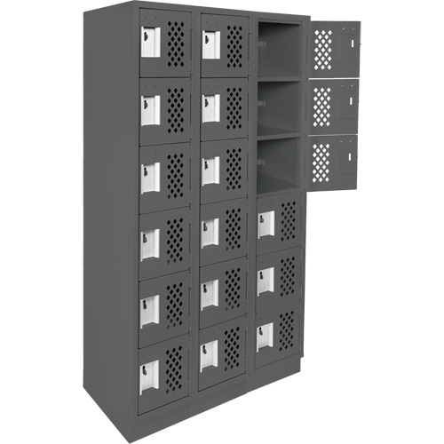 Assembled Lockerettes Clean Line Perforated Economy Lockers, 6 -tier, Bank of 3, 18" x 72" x 12", Steel Brunswick Fyr & Safety