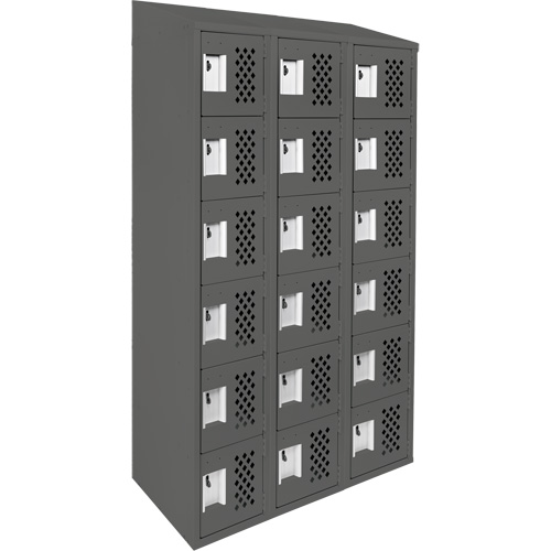 Clean-Line Perforated Lockerette, 6 -tier, Bank of 3, 12" x 72" x 12", Steel Brunswick Fyr & Safety