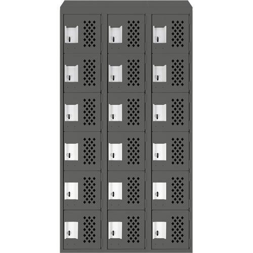 Clean-Line Perforated Lockerette, 6 -tier, Bank of 3, 12" x 72" x 12", Steel Brunswick Fyr & Safety