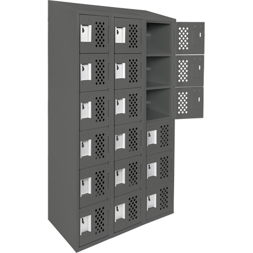 Clean-Line Perforated Lockerette, 6 -tier, Bank of 3, 12" x 72" x 12", Steel Brunswick Fyr & Safety