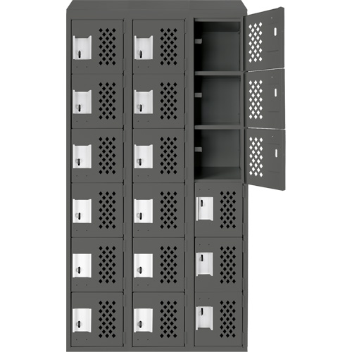 Clean-Line Perforated Lockerette, 6 -tier, Bank of 3, 12" x 72" x 12", Steel Brunswick Fyr & Safety