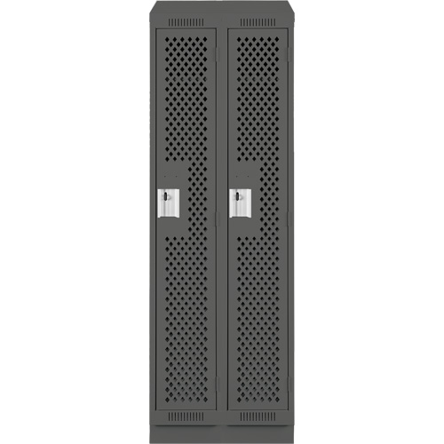 Clean Line Lockers, Bank of 2, 24" x 18" x 82", Steel, Charcoal, Rivet (Assembled), Perforated Brunswick Fyr & Safety