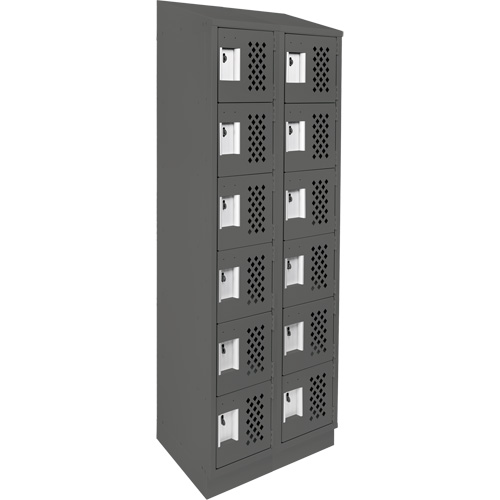 Assembled Lockerettes Clean Line Perforated Economy Lockers, 6 -tier, Bank of 2, 18" x 72" x 12", Steel Brunswick Fyr & Safety