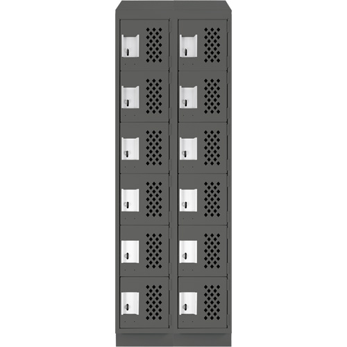 Assembled Lockerettes Clean Line Perforated Economy Lockers, 6 -tier, Bank of 2, 18" x 72" x 12", Steel Brunswick Fyr & Safety