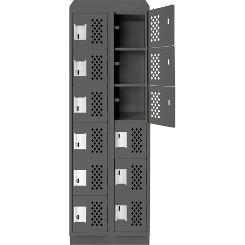 Assembled Lockerettes Clean Line Perforated Economy Lockers, 6 -tier, Bank of 2, 18" x 72" x 12", Steel Brunswick Fyr & Safety
