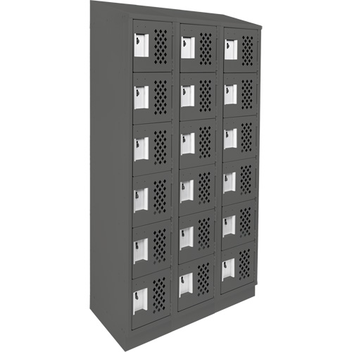 Assembled Lockerettes Clean Line Perforated Economy Lockers, 6 -tier, Bank of 3, 18" x 72" x 12", Steel Brunswick Fyr & Safety