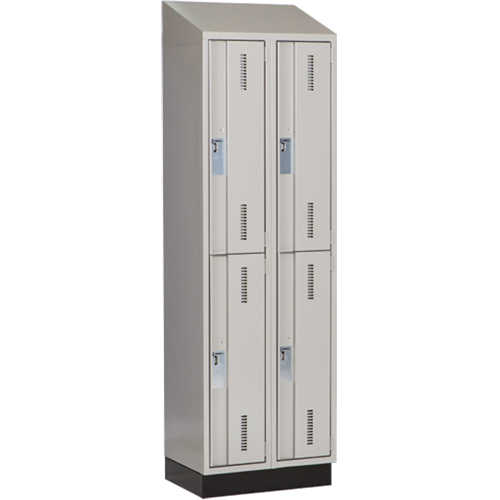 Concorde Heavy-Duty Lockers, 2 -tier, Bank of 2, 24" x 18" x 82", Steel, Grey, Welded (Assembled) Brunswick Fyr & Safety