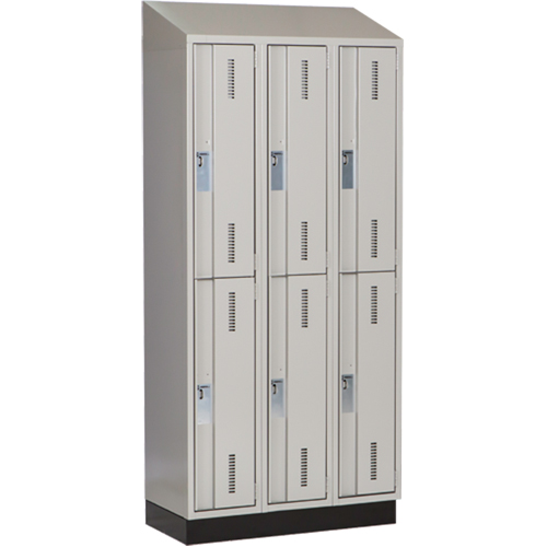 Concorde Heavy-Duty Lockers, 2 -tier, Bank of 3, 36" x 18" x 82", Steel, Grey, Welded (Assembled) Brunswick Fyr & Safety