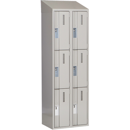 Concorde Heavy-Duty Lockers, 3 -tier, Bank of 2, 24" x 18" x 78", Steel, Grey, Welded (Assembled) Brunswick Fyr & Safety