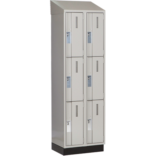 Concorde Heavy-Duty Lockers, 3 -tier, Bank of 2, 24" x 18" x 82", Steel, Grey, Welded (Assembled) Brunswick Fyr & Safety