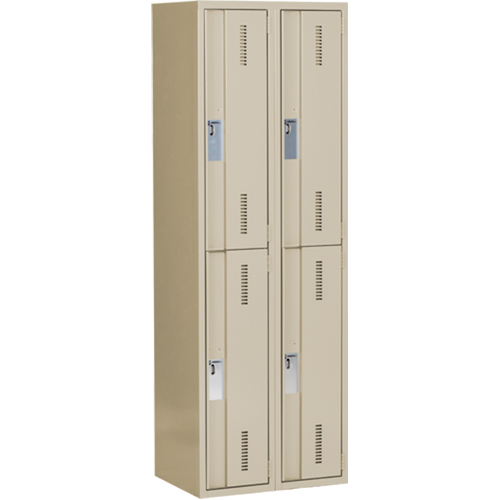 Casiers robustes Concorde, 2 niveaux, Bloc de 2, 24" x 18" x 72", Acier, Beige, Soud&eacute; (assembl&eacute;) Brunswick Fyr & Safety